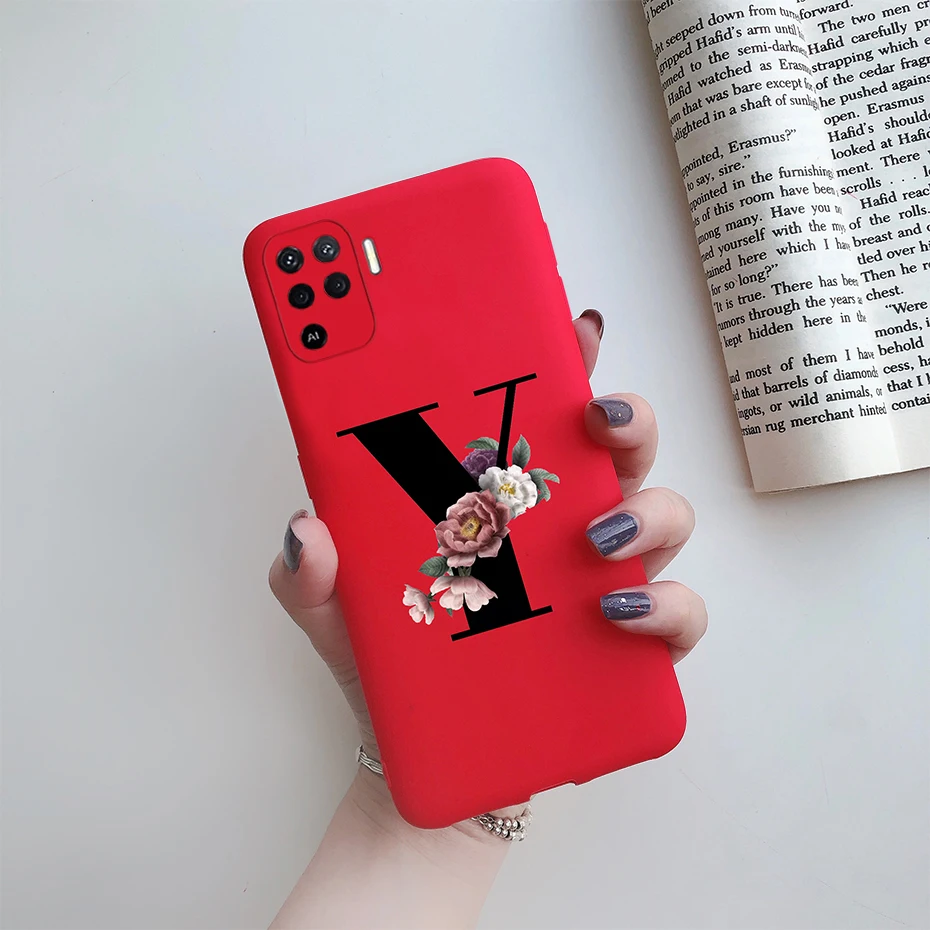 cases for oppo phones For Oppo Reno 5 Lite Case Letters Monogram ABC Flower Soft Silicone Back Cover For Oppo Reno5 Z Reno 5 F Z Lite 5F 5Z 5Lite Case oppo phone back cover