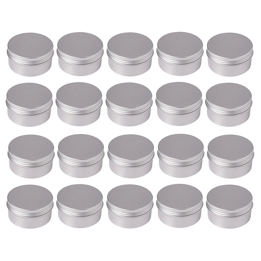 20Piece 80ml Aluminium Lip Balm Tin Pots Cosmetic Cream Jar Bottle Container for Beads Candle Tea Storage Jar