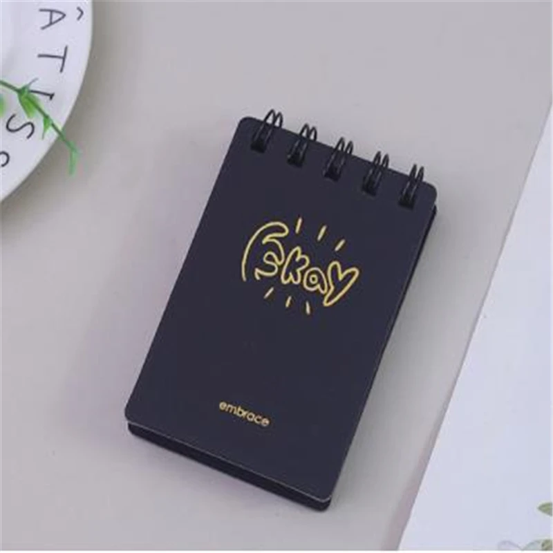 Портативный мини-блокнот с катушкой, покрытый черной бумагой, позолоченный блокнот, записывающий дневник, памятные школьные принадлежности, канцелярские принадлежности