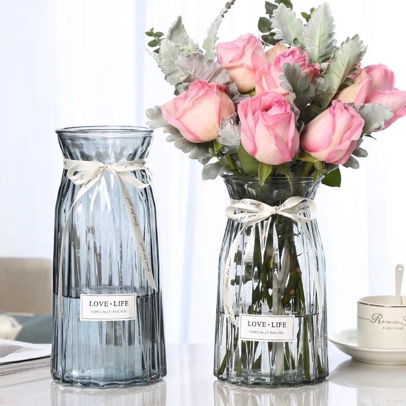 Стеклянная прозрачная ваза из трех предметов для сушеных цветов европейская
