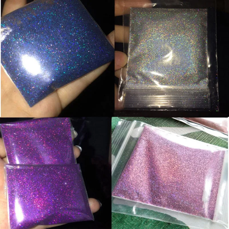 Nail Powder Nail Glitter Nail Pigment Nail Decoration Nail Flakes 24 Color 50G Holographics Laser Glitter Silver Pink Chrome Dust Sequins DIY Polish