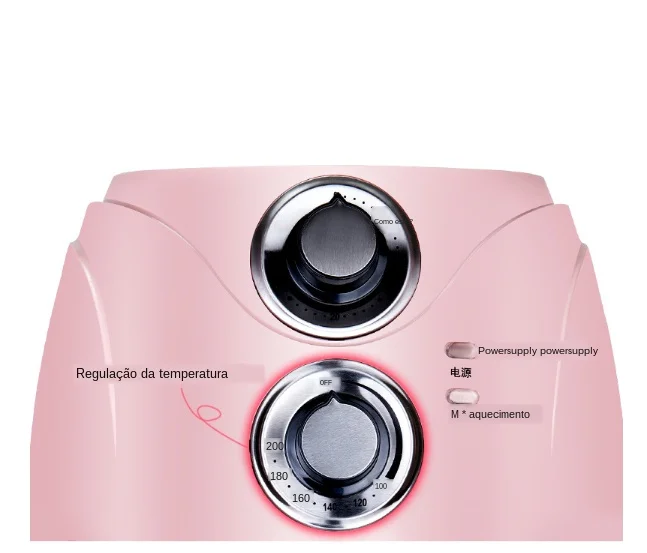 Fritadeira de ar Forno sem Fumaça Inteligente Automática Grande Frango Peixe Baker Chips Nuggets Mozzarella Vara Fabricante Cor Rosa 2.5l 14 Fritadeiras elétricas