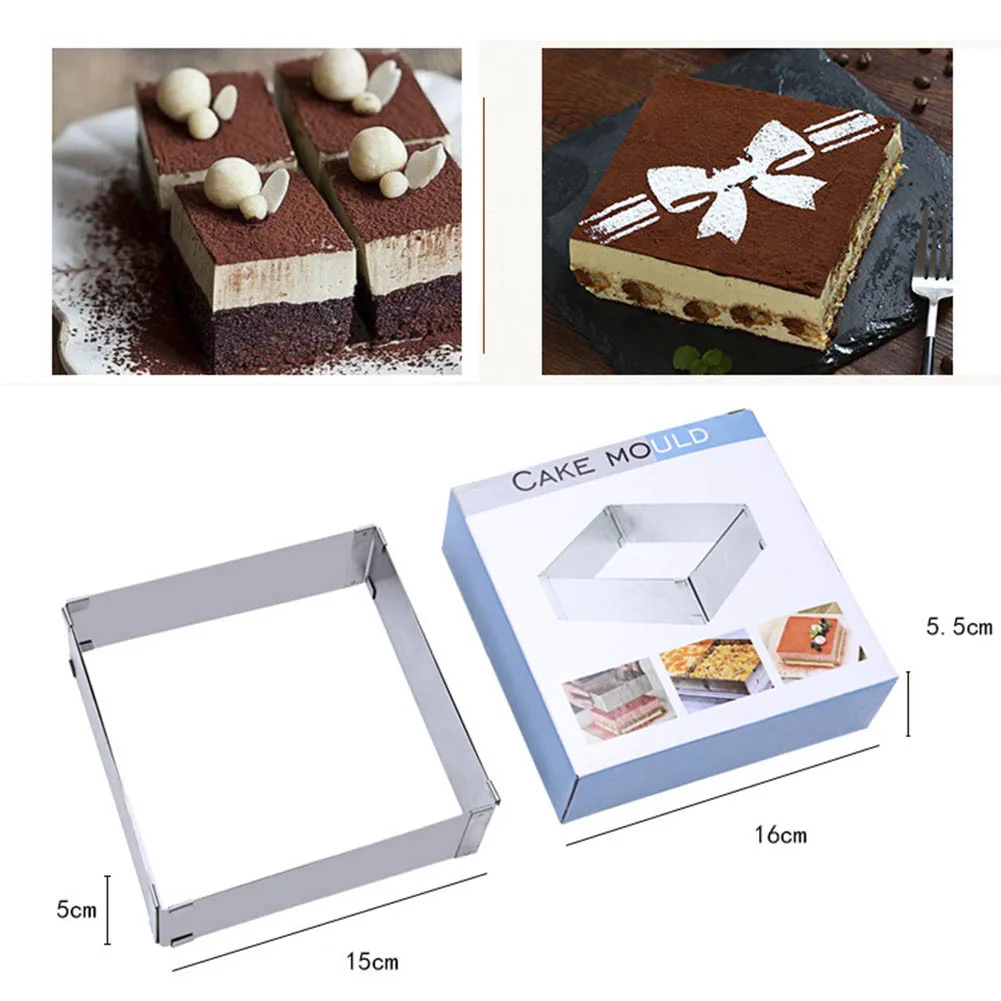 Mousse Ring Adjustable And Retractable 6\" 11\" Mousse Ring Square Mold