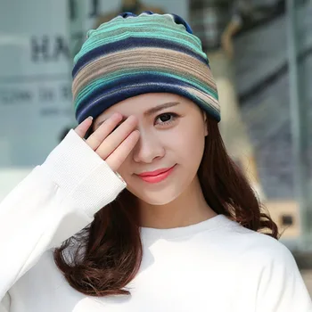 

Women Winter Turban Hat Beanie Dual Purpose Hat/Scarf Thick Warm Stocking Hat Female Bonnet Bone Gorros Bohemia Skyllies