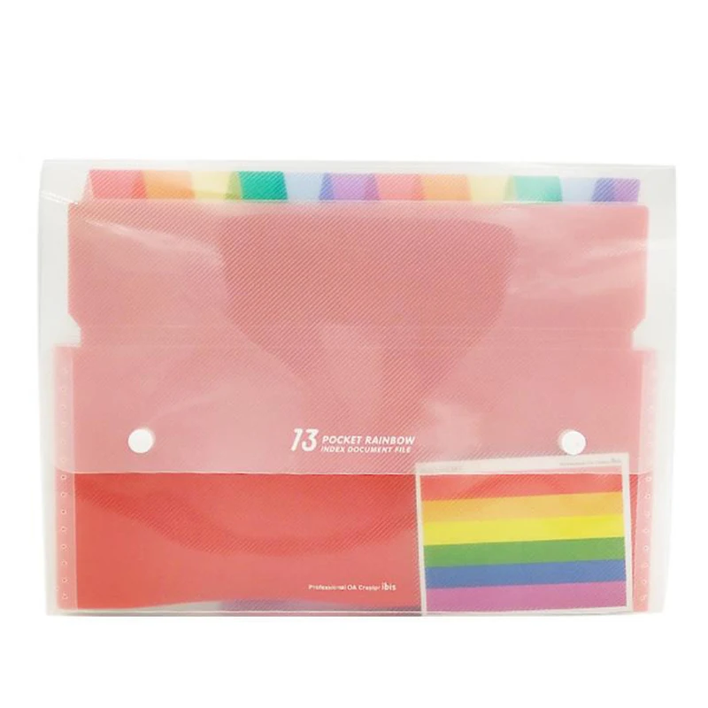 

1 Pcs Cute A4 Rainbow Color 13 Pocket Grids Document Bags Bill Receipt File Bag Pouch File Folder Organizer School Office Supply