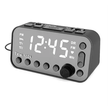 

Portable DAB & FM Radio Digital Alarm Clock Dual USB Port Sleep Timer for Office Bedroom Mini Radio with 4-inch LED Display