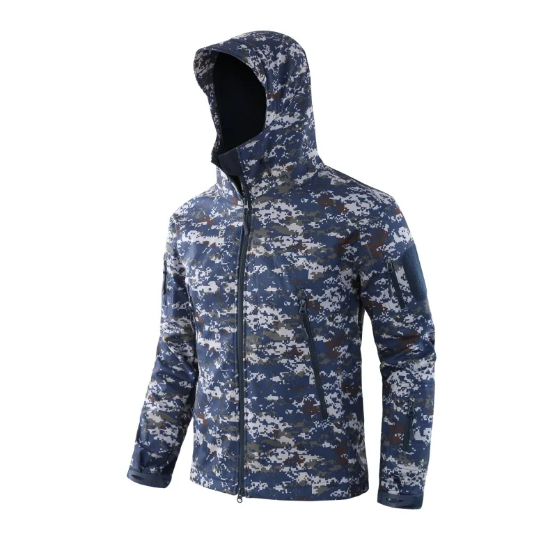 Скрытень Акула кожа софтшелл V5 Военная тактическая куртка для мужчин водонепроницаемый пальто камуфляж с капюшоном армейская камуфляжная одежда - Цвет: Digital Blue