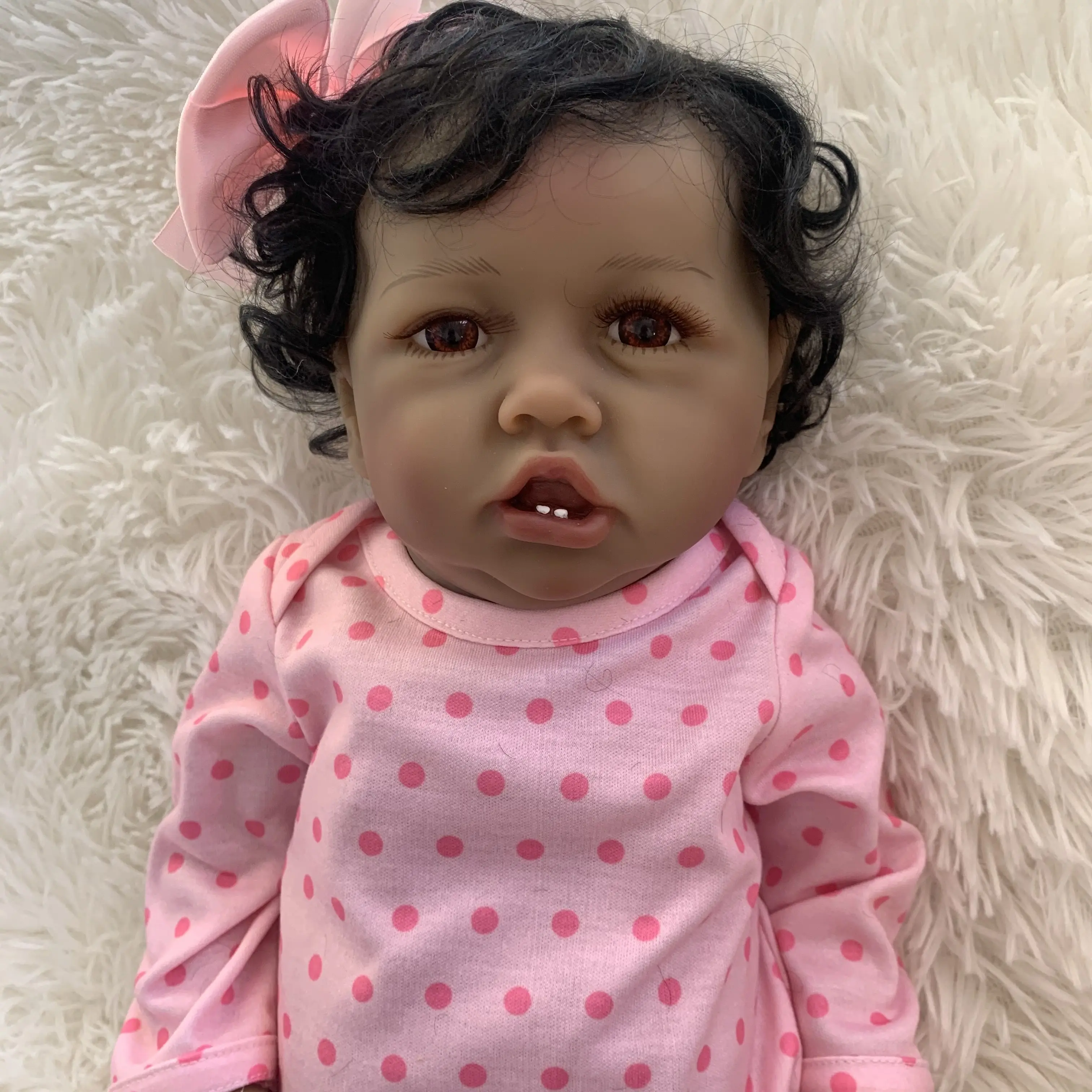 

55CM bebe reborn saskia real alive African baby doll lifelike detailed hand painting real soft touch silicone dolls gift