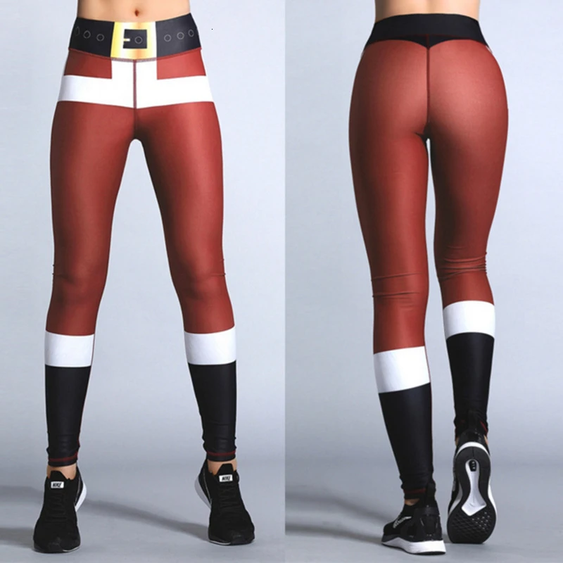 Женские леггинсы для фитнеса с рождественским принтом, леггинсы для бодибилдинга, сексуальные штаны с высокой талией и пуш-ап эффектом