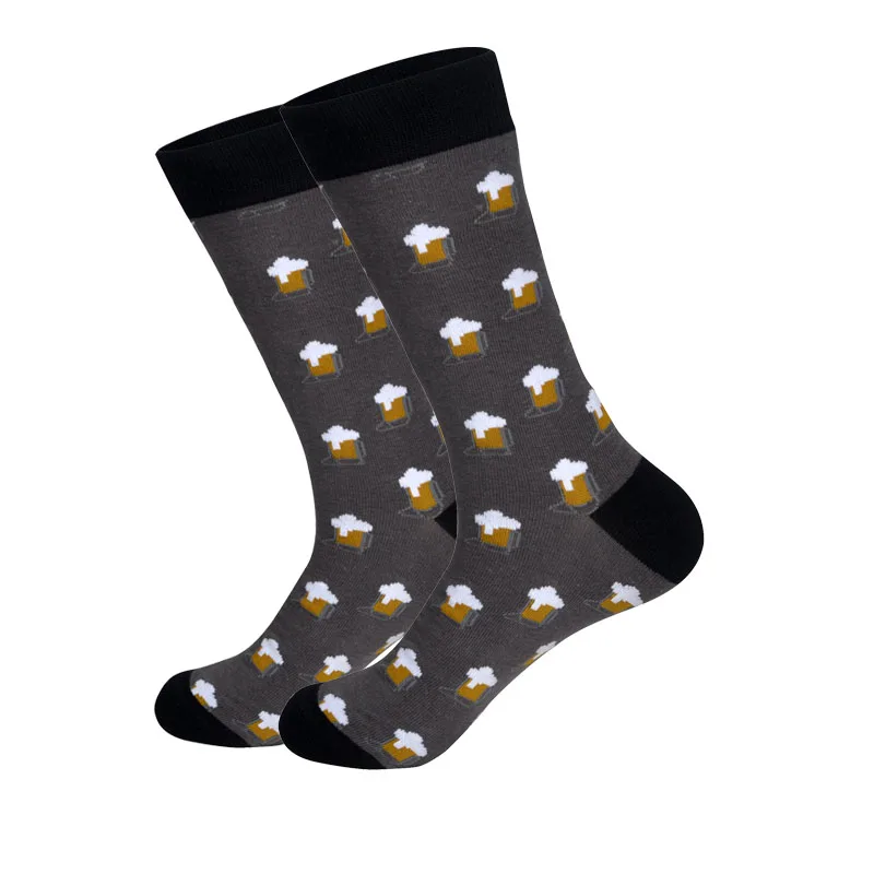 Downstairs Quality Mens Happy Socks 27Colors Streetwear Hip Hop Young Man Fashion Combed Cotton Calcetines Largos Hombre - Цвет: Beer
