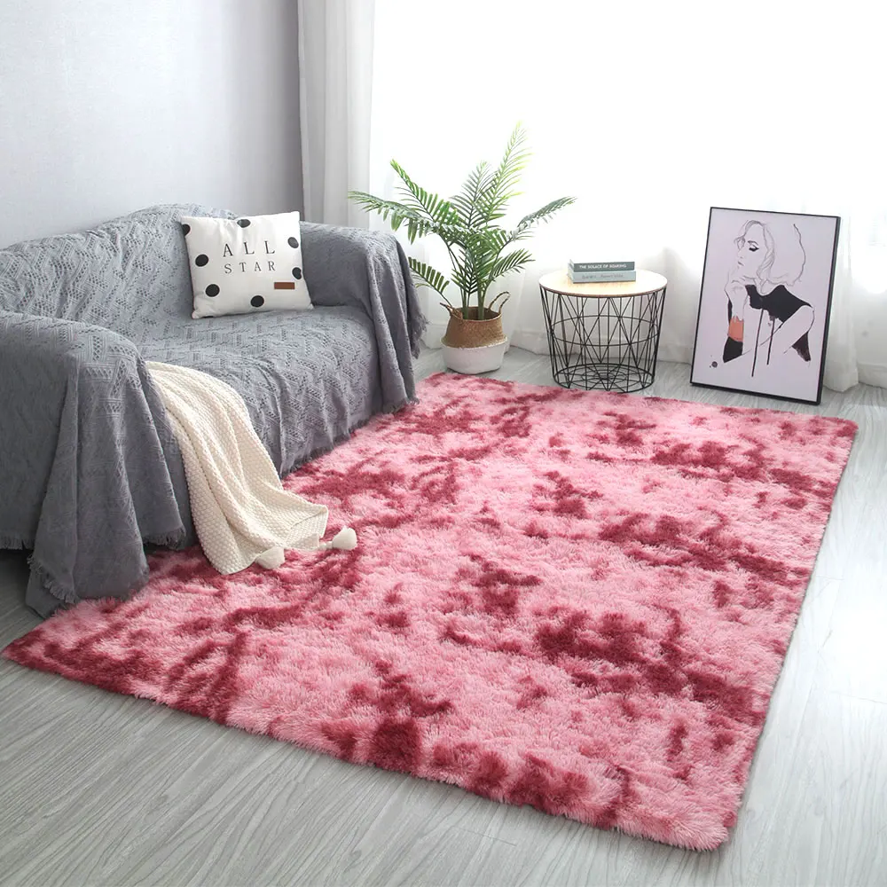 Red Противоскользящие пушистые коврики, разноцветный коврик для спальни, коврик для гостиниц, ковер, теплый полиэстер, волокно, украшение дома, гостиная 200x100 см - Цвет: Red
