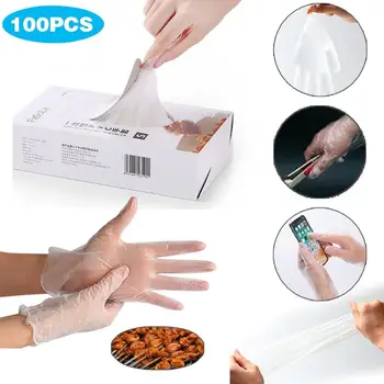 

100PC Disposable Transparent Gloves Vinyl Food Gloves Disposable PVC Gloves Food Safe Are Latex-Free Y3