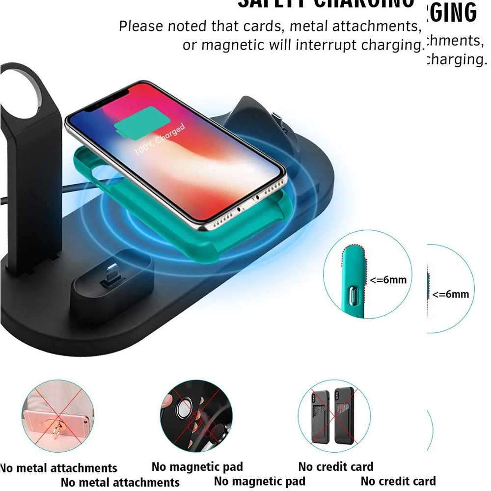 QI Беспроводная зарядная подставка для Apple Watch Series 5 4 3 2 Airpods 2 Iphone 11 Pro Max XR 8 Plus X Беспроводная зарядная док-станция