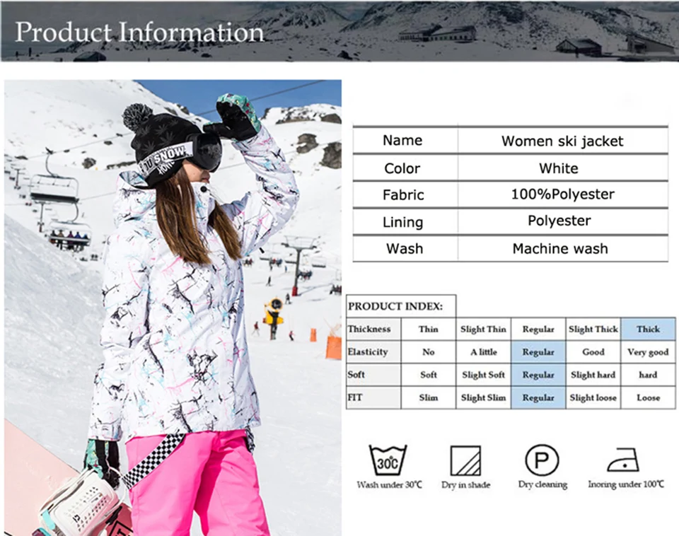 Женская лыжная куртка, новинка, ветрозащитный водонепроницаемый теплый лыжный костюм, женская зимняя Лыжная куртка для сноуборда, лыжная Женская Спортивная одежда для улицы