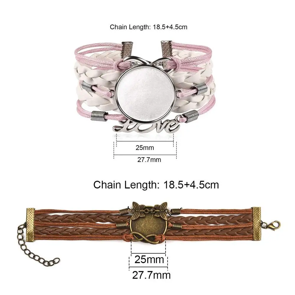 5 шт. кожаный браслет с натуральными камнями для женщин пустая основа подходит 25