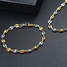 Vnox браслет из нержавеющей стали 5 мм кофейные зерна звено цепи браслеты для женщин мужчин основные классические унисекс ювелирные изделия