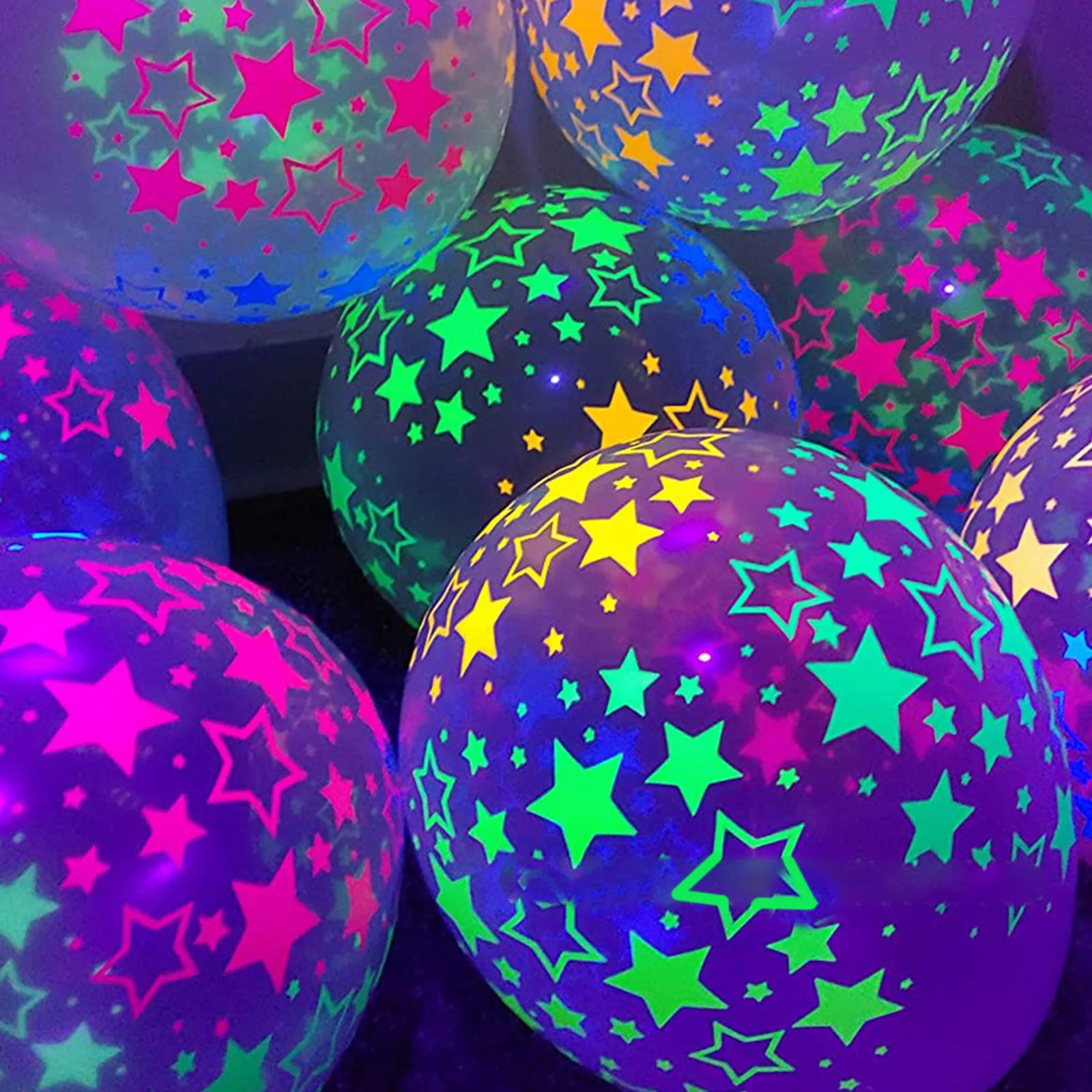 Globos fluorescentes de neón que brillan en la luz negra para cumpleaños, decoración de fiesta