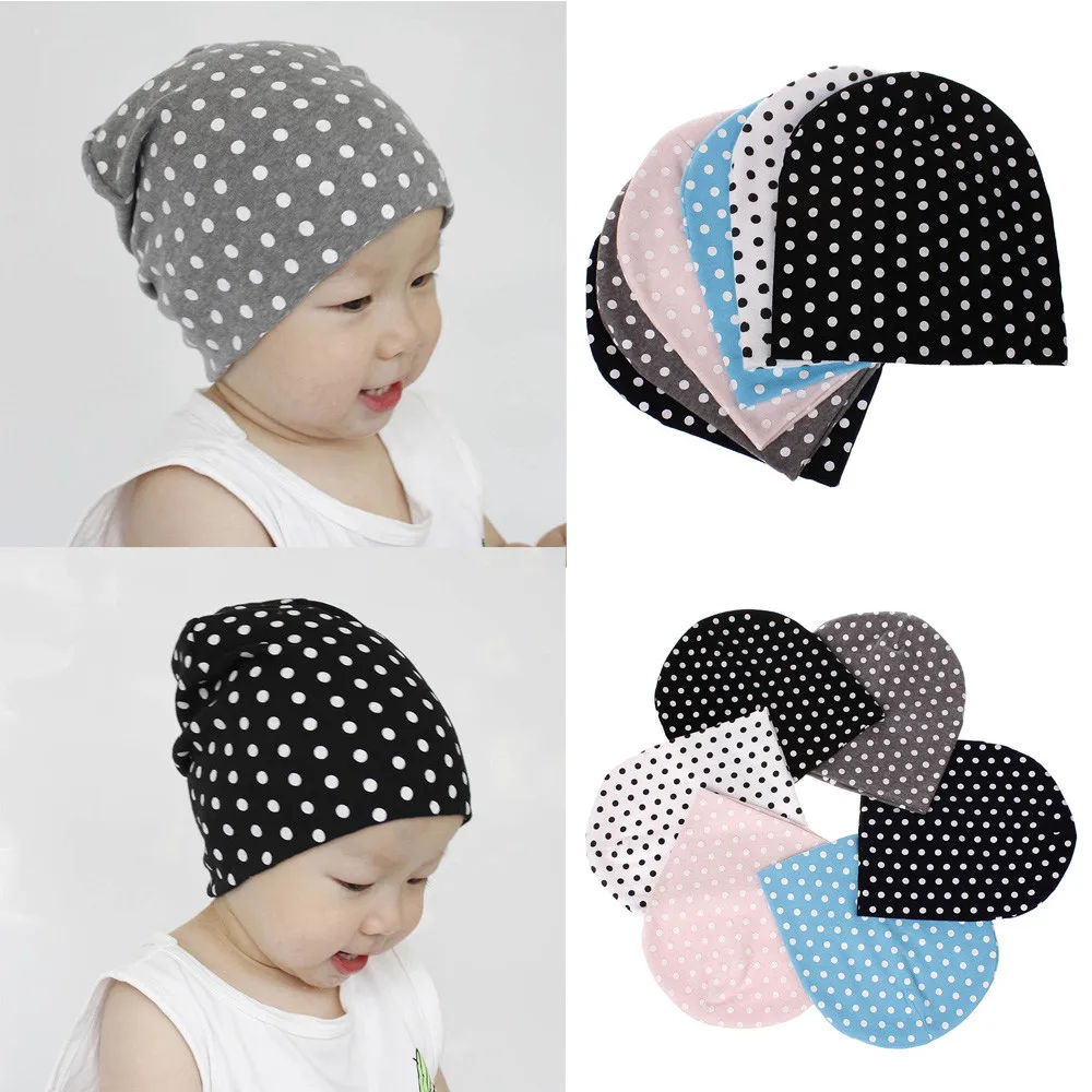 Baby Dot Pullover Cap Baby Hat Knit Cotton Baby Caps For Boys Girls Spring Autumn Winter Children