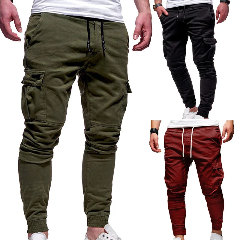 Men Pants Multi-Pockets Joggers Sweatpants Casual Solid Cargo Pants Oversize Streetwear Trousers casual pants,sports pants,tactical pants,casual sports pants