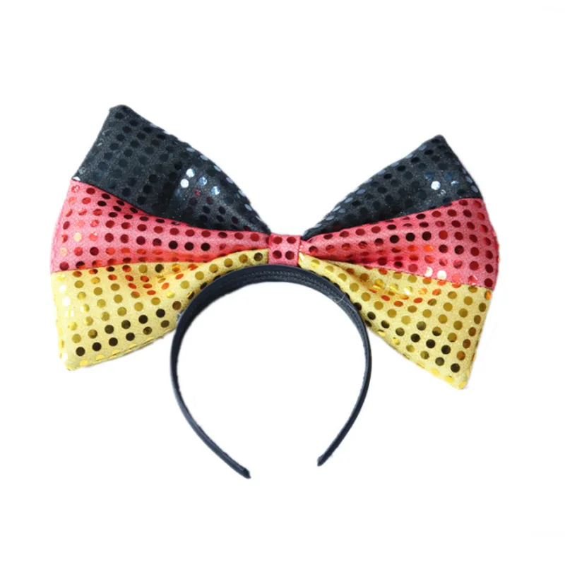 black red yellow Негабаритный Блестящий ободок с бантиком для женщин, головная повязка с американским флагом, повязка для волос для девочек, обруч для волос, аксессуары для волос для Хэллоуина - Цвет: black red yellow