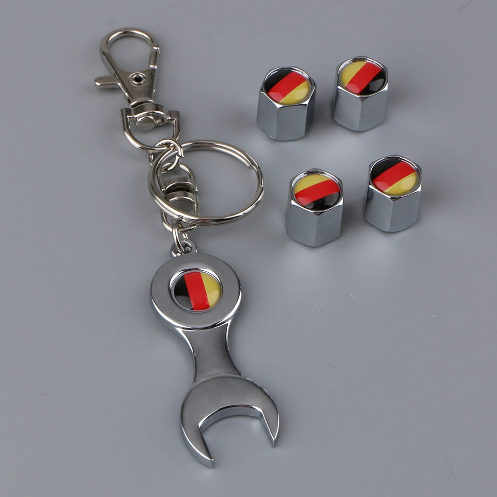 Car Wheel Tire Tyre Valve Stems Caps Air Cover +Wrench Keychain For BMW