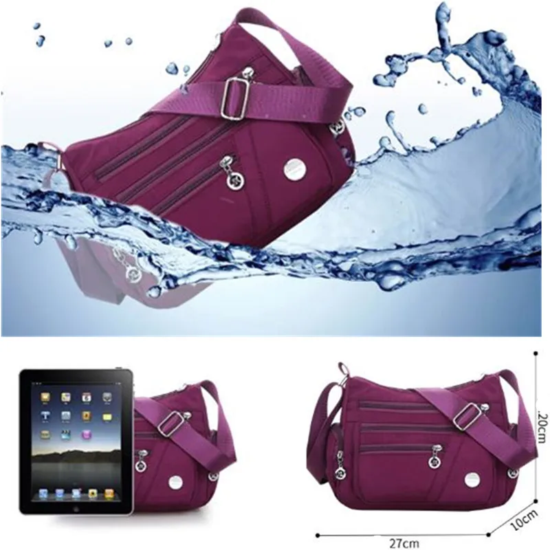 Fashion Women Shoulder Messenger Bag Nylon Oxford Lightweight Waterproof Zipper Package Large Capacity Travel Crossbody Bag