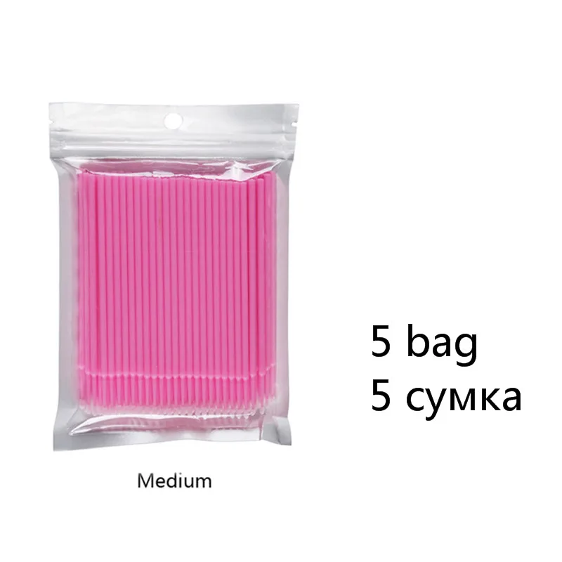 Fadvan 100 шт./лот Микро Кисти для ресниц щетки для нанесения клея Наращивание ресниц без ворса одноразовые аппликаторы палочки инструменты для макияжа - Handle Color: Pink-5