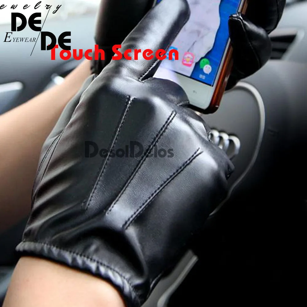 

Hot Guantes Tactil Glove Women Touched Screen Gloves Men Leather gloves Autumn Winter Full Finger Unisex luvas