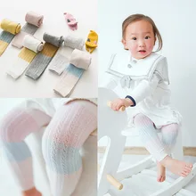 Детские колготки из чесаного хлопка на весну, лето и осень, леггинсы длиной до щиколотки для девочек, носки для малышей