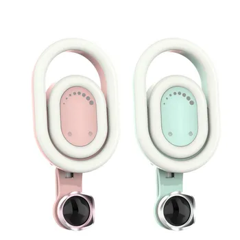 

Phone Selfie Fill Light Wide Angle Macro Lens Round Adjustable 9 Kind White Warm LED Light