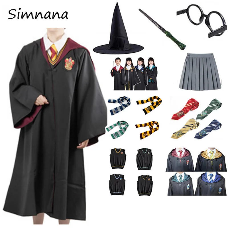 

Magic Cloak Potter Cosplay Costume Gryffindor Slytherin Robe Cape Hermione Granger Cosplay Potter Ravenclaw Hufflepuff Costume