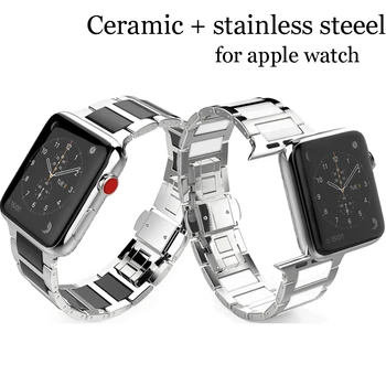

Stainless Steel Strap For Apple watch band 42mm 38mm iWatch band 44mm 40mm Ceramic Watchband Link Bracelet Apple watch 4 3 2 1