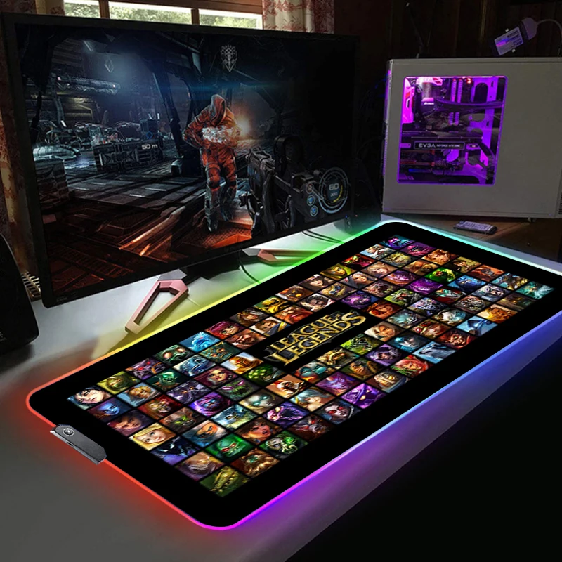 League Of Legends Gaming Rgb Mouse Pad Anime Almofadas De Mesa Para O Escritório Gamer Tapetes