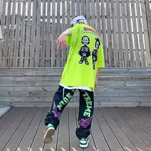 High street hip hop Lightning Star Embroidered jeans Baggy wide-leg hip hop jeans skateboard pants jeans woman y2k jeans