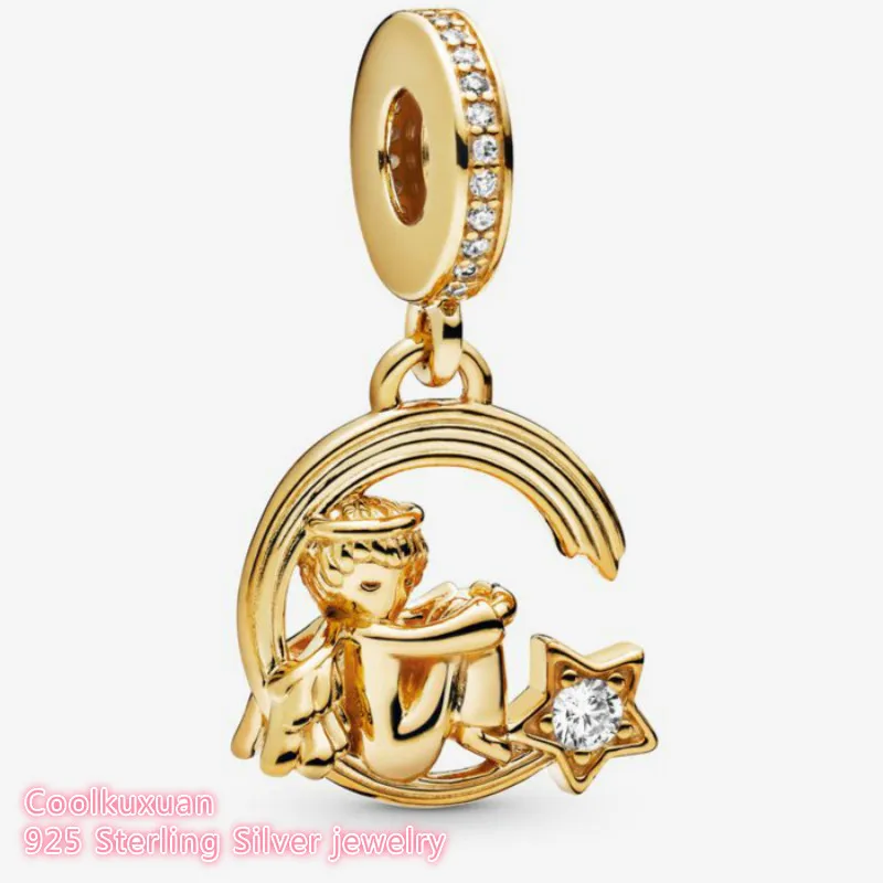 

Winter 100% 925 Sterling Silver Angel and Shooting Star Dangle Charm beads Fits Original Brand bracelets Jewelry Making
