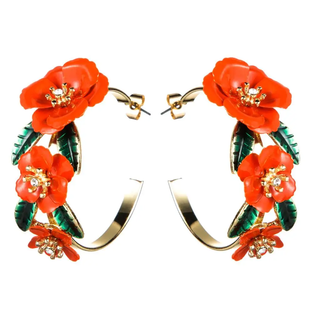 

4Colors Metal Lovely Flowers C-style Dangle Earrings for Women Fashion Jewelry Bohemian Maxi Statement Earrings Accessories