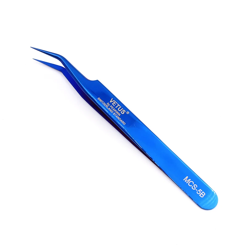 VETUS MCS 5B Eyelash Tweezer 3D/6D Volume Eyelash Extension blooming tweezers ST17 5BSA - Цвет: MCS 5B Blue