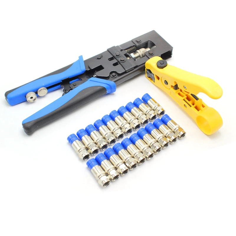 

Durable Coax Compression Crimper Tool BNC/RCA/F Crimp Connector RG59/58/6 Cable Wire Cutter Adjustable Crimping Pliers