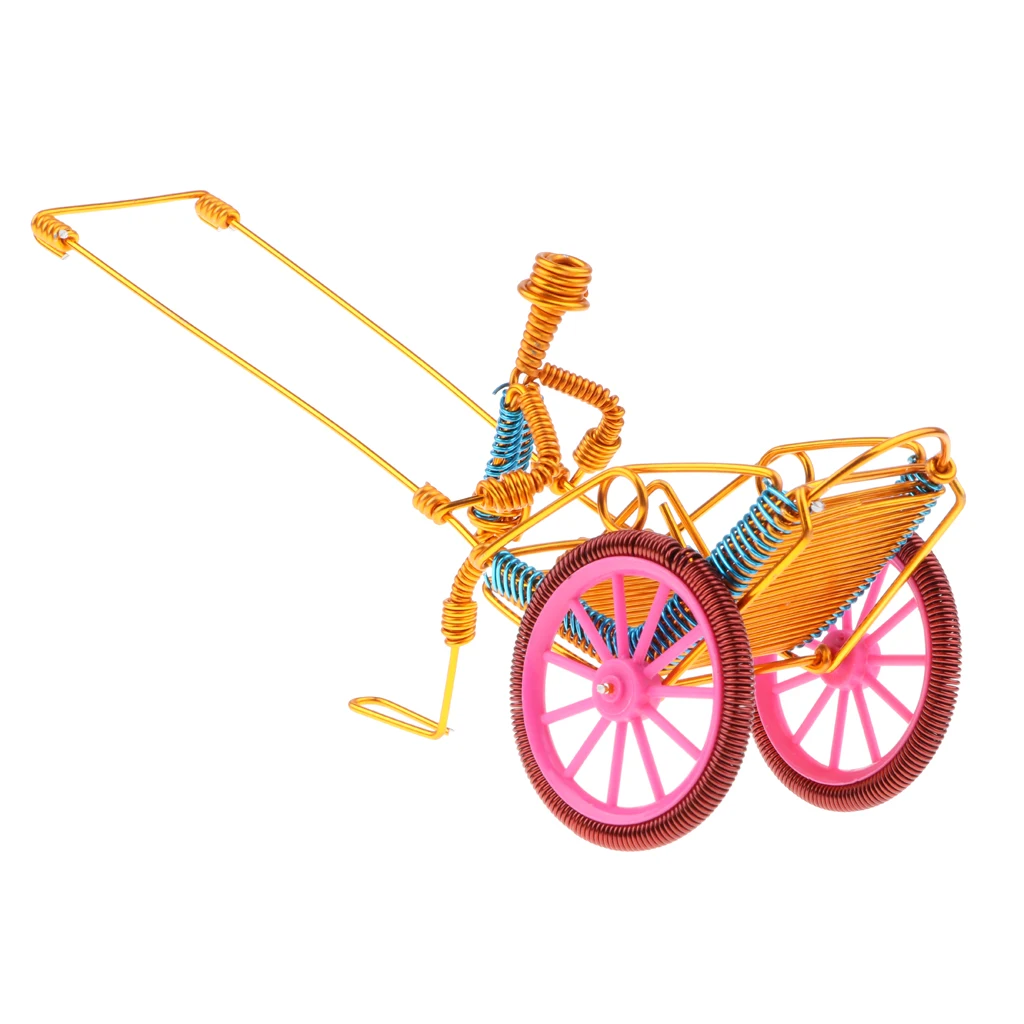 Retro Handicraft Vintage Iron Rickshaw Model Tricycle Christmas Gift 