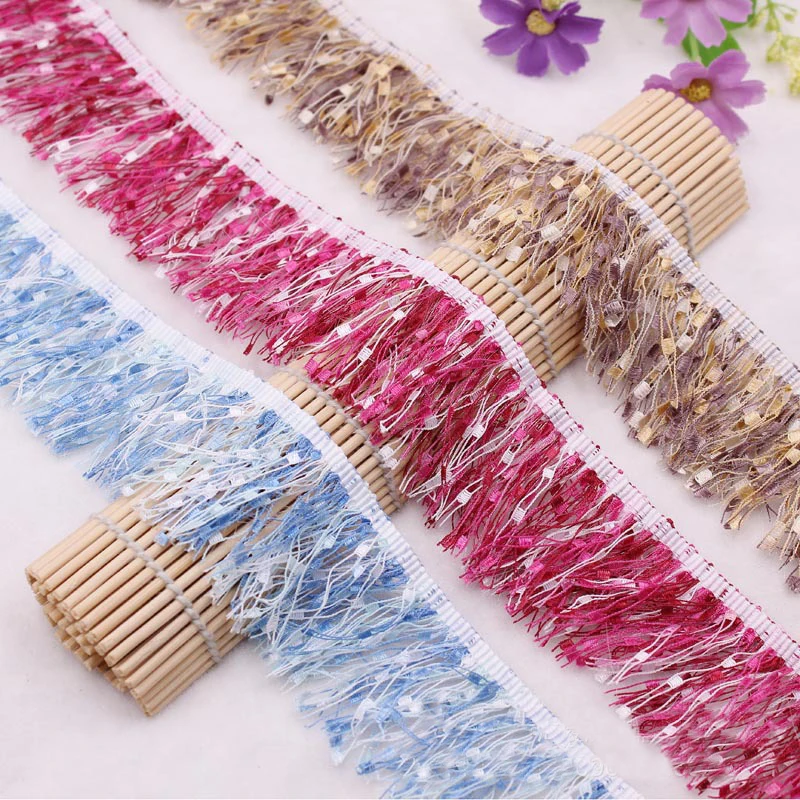 5 Yards Colorful  Fringe Lace Edge Trim Wedding Tassel Ribbon Applique Sewing 
