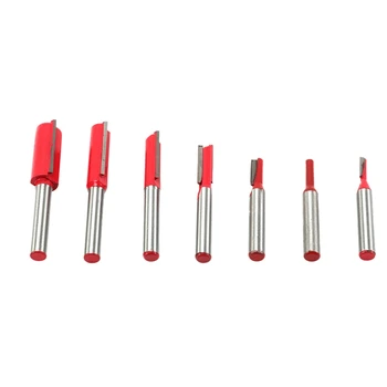 

7Pcs Straight Router Bits 1/4 Inch Shank Double Single Blade Router Bit Set Woodworking Milling Cutter For Wood Endmill 1/8 Inch