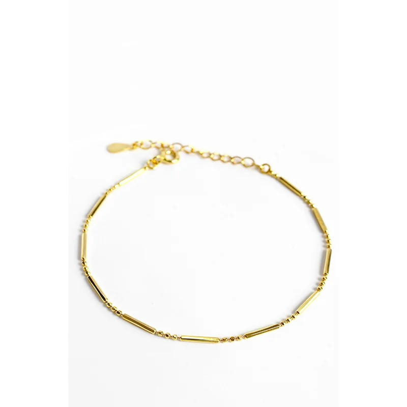 

La MaxZa Minimalist 925 Sterling Silver Stick Bead Adjustable Chain Bracelets For Women Silver 925 Hand Accessories Fine Jewelry