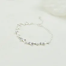 Серебряный дизайн в форме оливкового листа браслеты 925 растения в виде листьев мира регулируемый браслет модные ювелирные изделия подарок для женщин