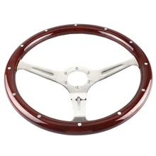 380mm 15 Inch Grant Classic Nostalgia Style Wood Grain Steering Wheel Slotted 3 Spoke Steering Wheel Riveted Light Wood Grip(6 H