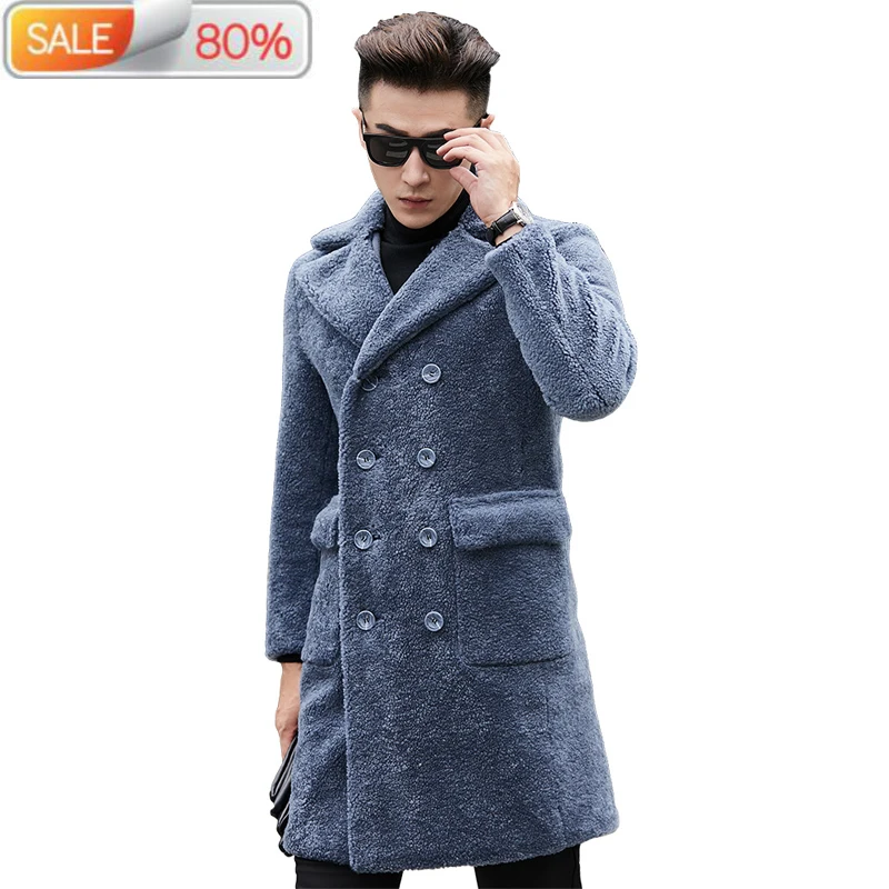 

Real Fur Men Korean Sheep Shearing Wool Coat Suede Leather Man Double-sided Wear Long Jacket YC1991 B21265