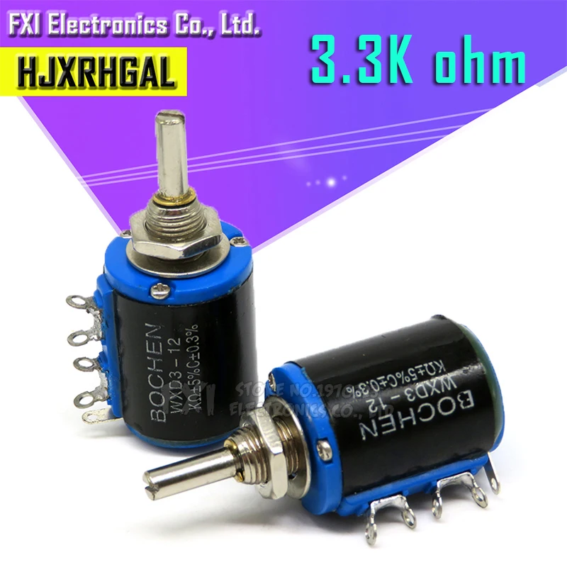 2 pces WXD3-12 1 w 3k3 3.3 k ohm WXD3-12-1W 5 anel multi-círculo precisão fio-ferida potenciômetro