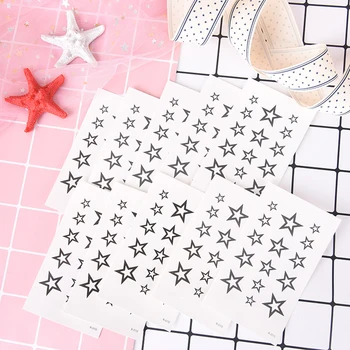 

10Pcs/set Black Five-pointed Stars Hollow Solid Waterproof Temporary Tattoo Stickers