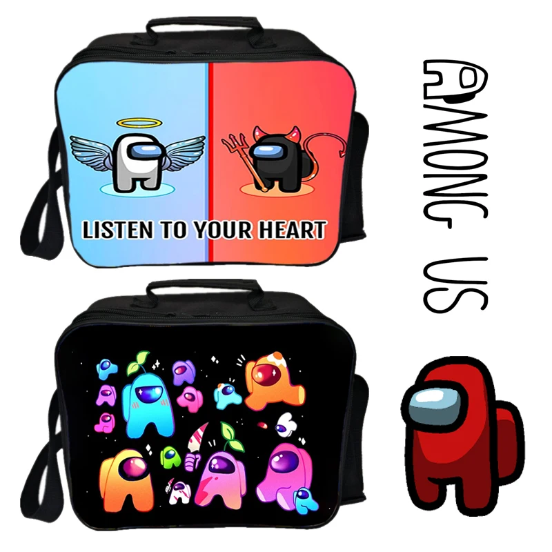 

New Game Among Us Pattern Student Lunch Bag Girls Portable Insulated Office Lunch Box Picnic Bags Thermal Food Tote Handbag