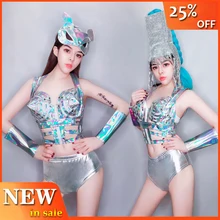 Красочный бикини женский DJ Gogo танец представление наряды сексуальный ночной клуб рейв ведущий танцор костюм сценическая одежда BL2986