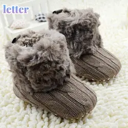 Botas de lana para niño y niña, zapatos de lana para cuna, botines cálidos de invierno para primeros pasos, de punto de ganchillo para bebé